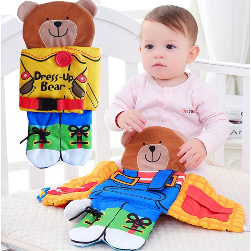 Hand Puppet Cloth Books Newborn Kids Early Learning Develop Cognize Bear Fabric Books Baby Educational Reading Puzzle Book Toys