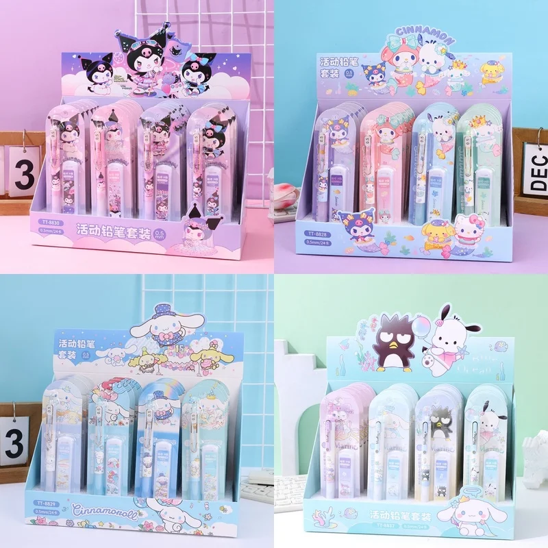 

Cute Kuromi Automatic Pencil Set for Girls High Beauty Metal Pen Clip Activity Pencil Lead Stationery 0.5 Cinnamoroll