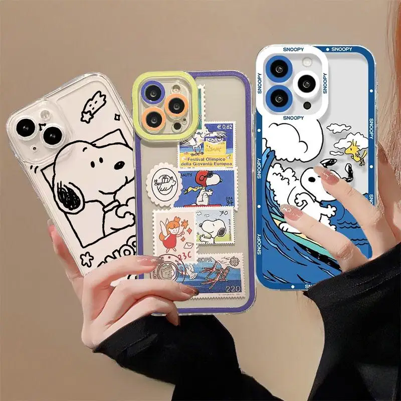 Cartoon S-Snoopy Phone Case for Realme C53 C55 C67 C63 C33 C30 C35 C51 C21Y C25Y C20 7i 8i 9i 9 10 12 Pro Plus 8 9 Pro 5G Cover