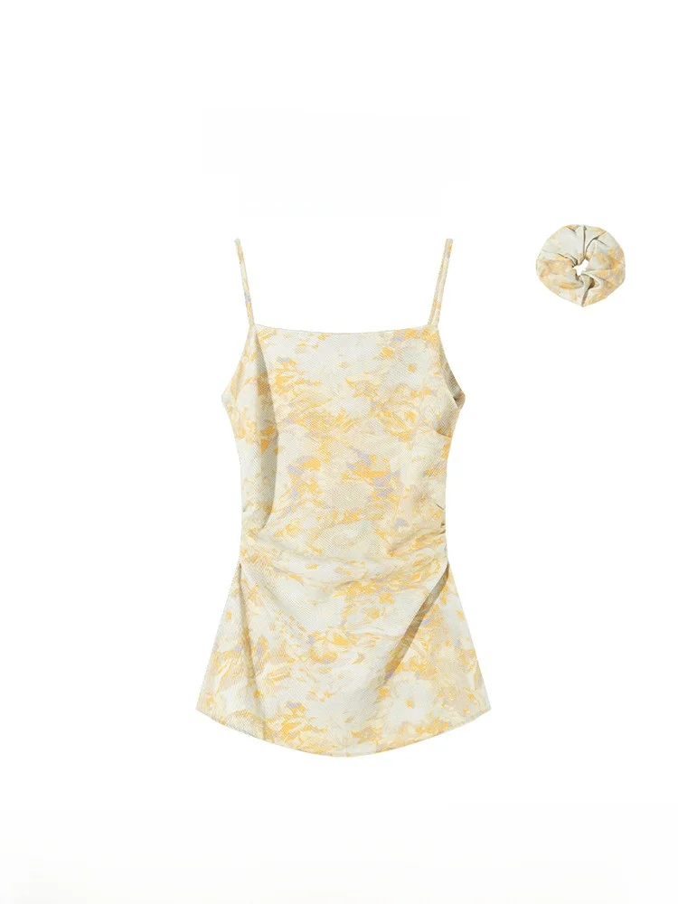 

Bella Slim Fit Tie Dye Strap Vest Женские укороченные топы Beach VaionSle Французский хлопок, синтетический полиэстер, подходит для...