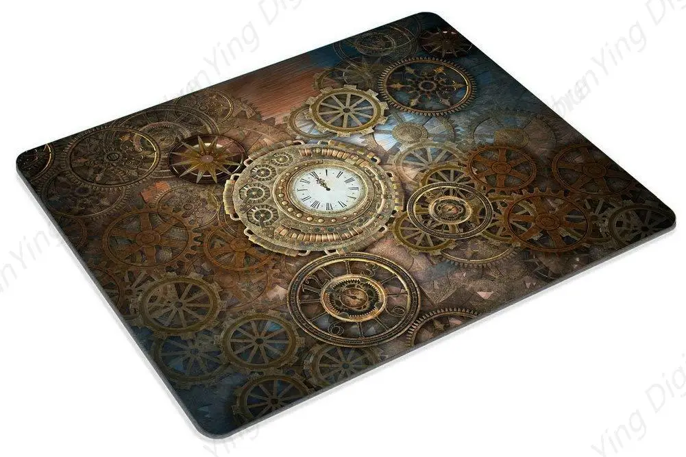 Rusty Steampunk Retro Antique Decorative Mouse Pad With Clock And Gear, Suitable For Office Games 25*30cm