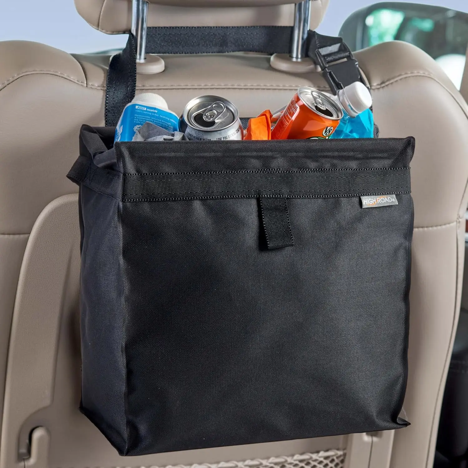 

Large Hanging Car Trash Can with Push-Close Lid, Waterproof Bin for Cars SUVs Trucks, Holds 4.5 Gallons