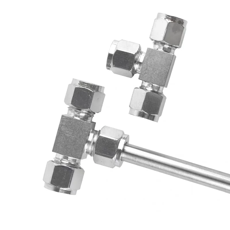 

304 Stainless Steel Pneumatic Air Quick Tightening Joint Pu Hose Pipe Air Pipe 4mm/6mm/8mm/10mm/12mm/14mm/16mm PE T-Connector