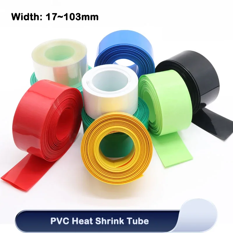 

2/10M 18650 Battery Wraps Pack PVC Heat Shrink Tube Width 17mm ~ 103mm Insulated Lithium Case Cable Sleeve Shrink Film Wrap