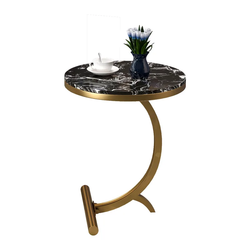 Light Luxury Side Table Wrought Iron Marble Sofa Small Coffee Table Balcony Small Round Table Bedside Table Nordic Net Red Doubl