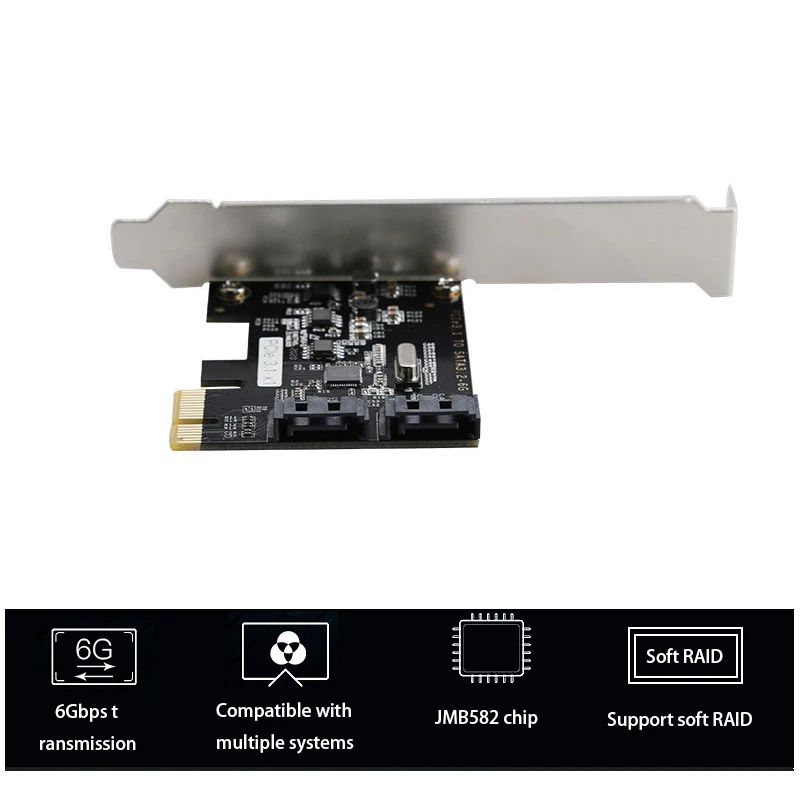 Cartão de Expansão PCI-E SATA, Riser Card, 6 Gbps, Adaptador PCI-E Sata, Desktop Conversor PCIe, PCI E Sata Card Controller, Chip JMB582