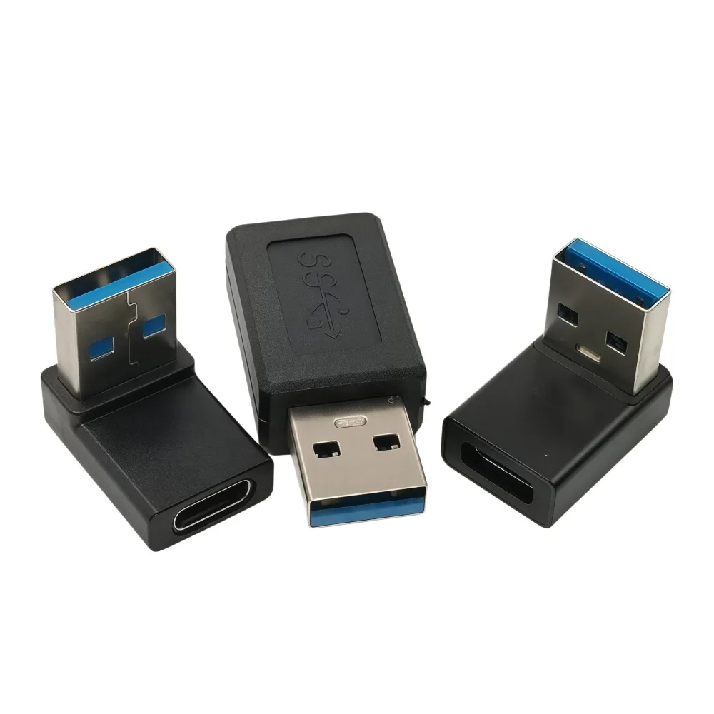 USB C Adapter UP Down Left Right Angled 90 Degree USB3.0 A Male to Type-C Female Converter Charging