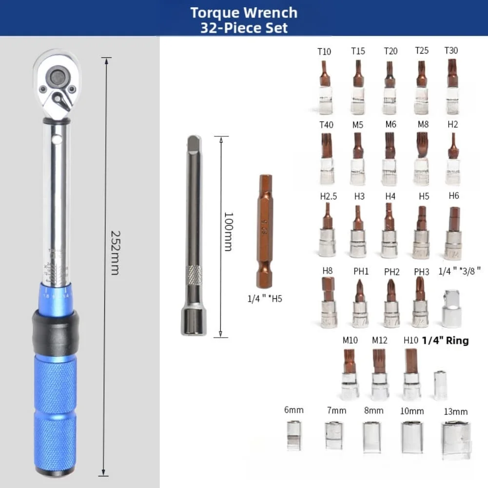 Torque Wrench Kit 32 Pieces with Triple Flare Tool for Leak-Proof Brake Fuel and Transmission Cooler Line Assembly