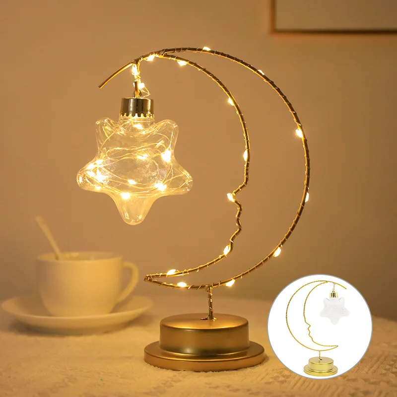 eletrônicos mais vendidos Christmas decorative lamp wrought iron moon indoor ornament night light birthday gift styling lamp