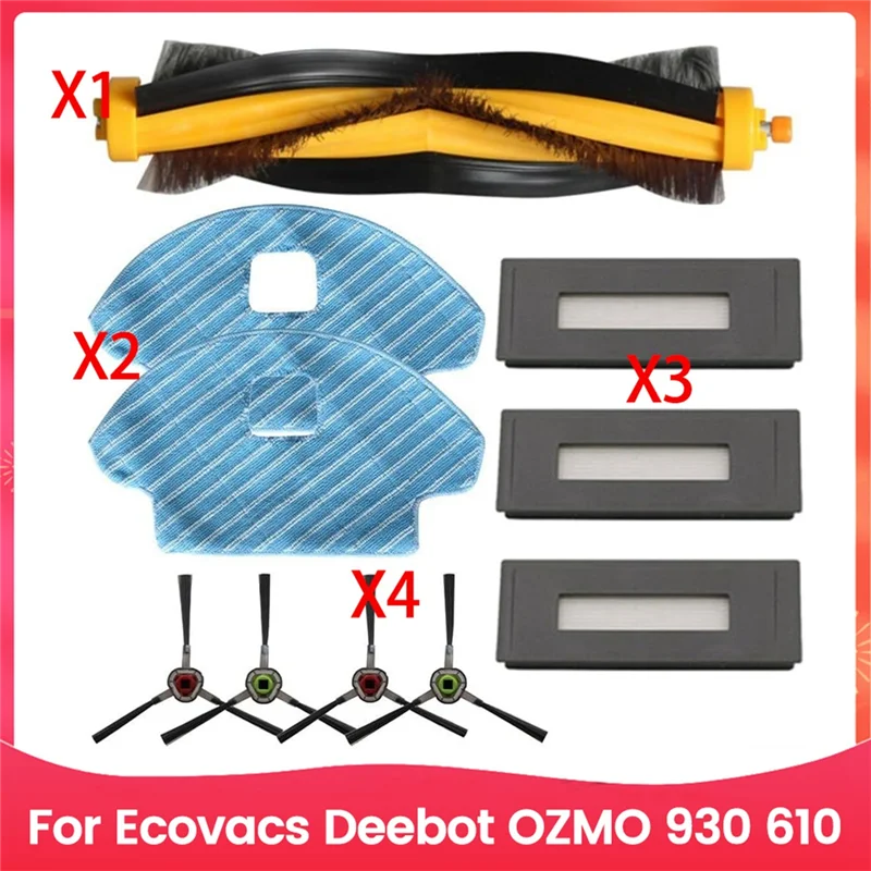 For Ecovacs Deebot OZMO 930 610 Robot Vacuum Cleaner Main Side Brush Filter Mop Cloth Vacuum Accessories Kit-Y48A