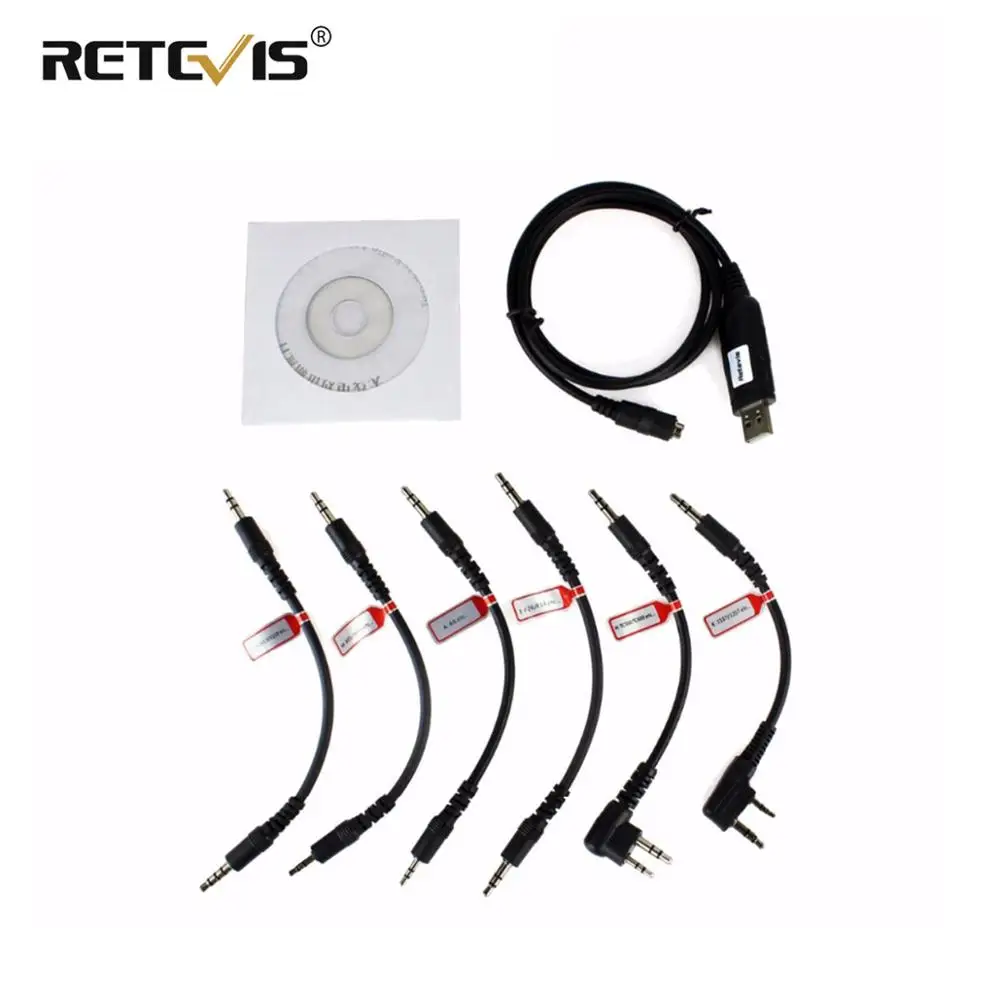 Retevis 6 in 1 USB Programming Cable Walkie Talkie Accessories for Baofeng UV5R Bf 888S Retevis RT3S Kenwood Motorola CP040 TYT