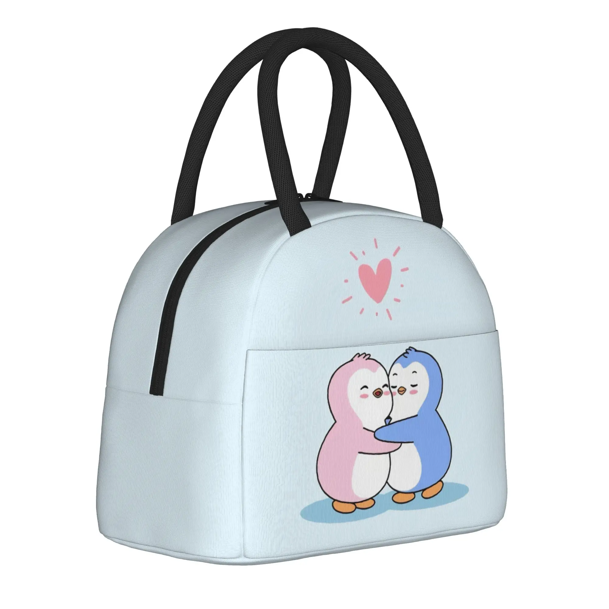 P-Pudgy Penguin Insulated Lunch Bags Cooler Bag Reusable,Lunch Container Cute Couple Portable Tote Lunch Box Office  Picnic