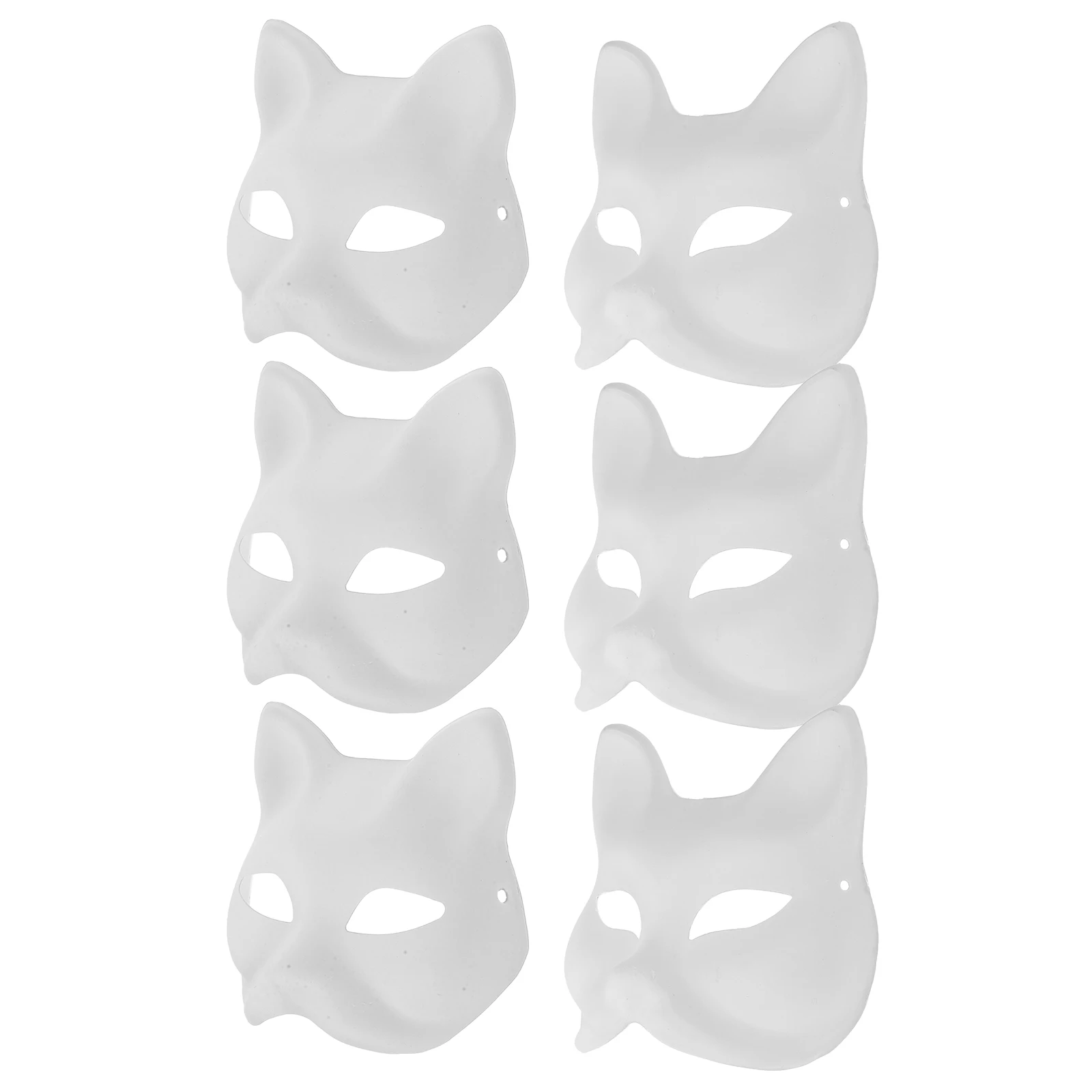 6Pcs Paintable Blank Masks Paper Pulp Cat Fox Animal DIY Masks for Halloween Party Cosplay Dress Up Masquerade