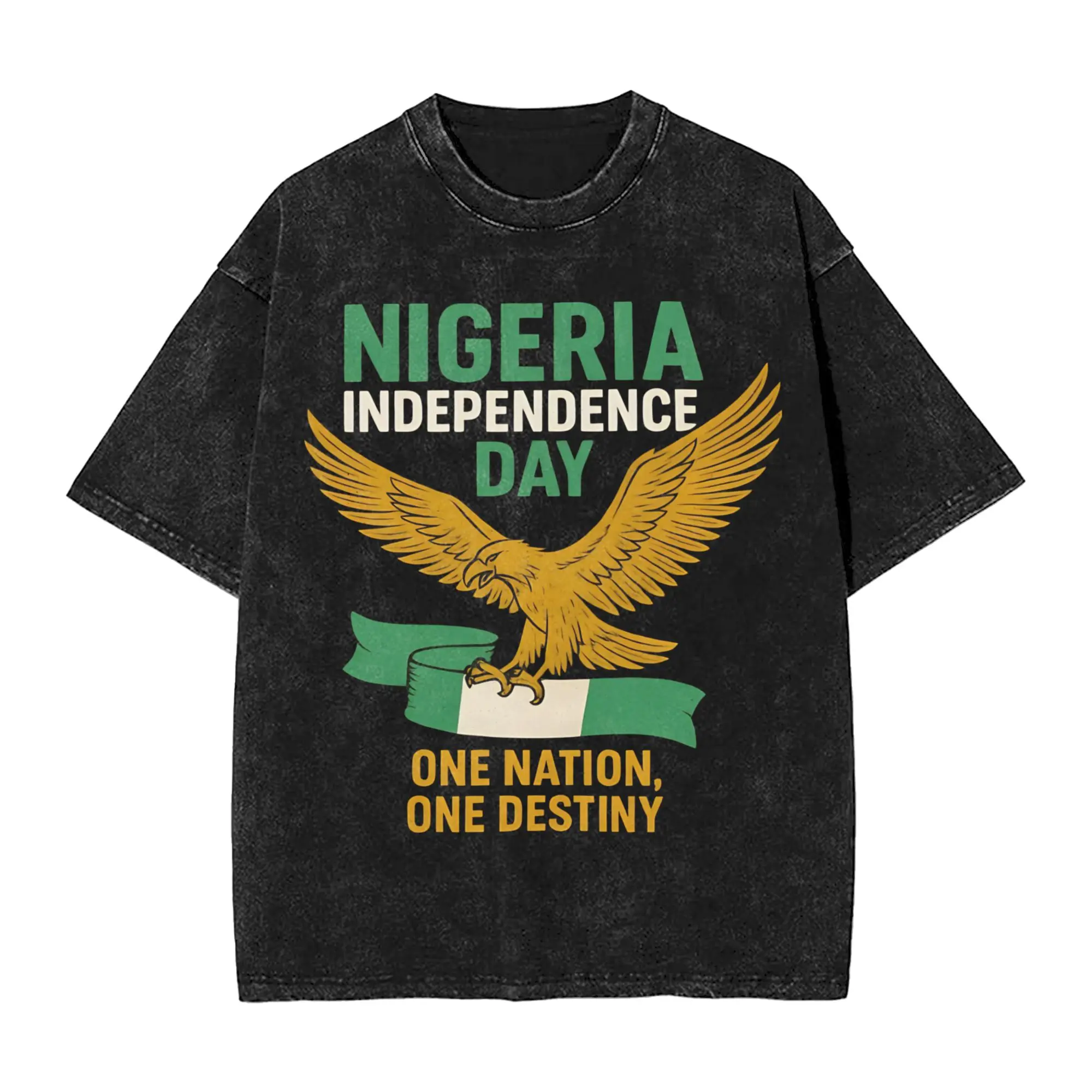 NIGERIA INDEPENDECE DAY  ONE NATION ONE DESTINY Accessories Washed T Shirts for Men Women Streetwear Hip Hop T-Shirts