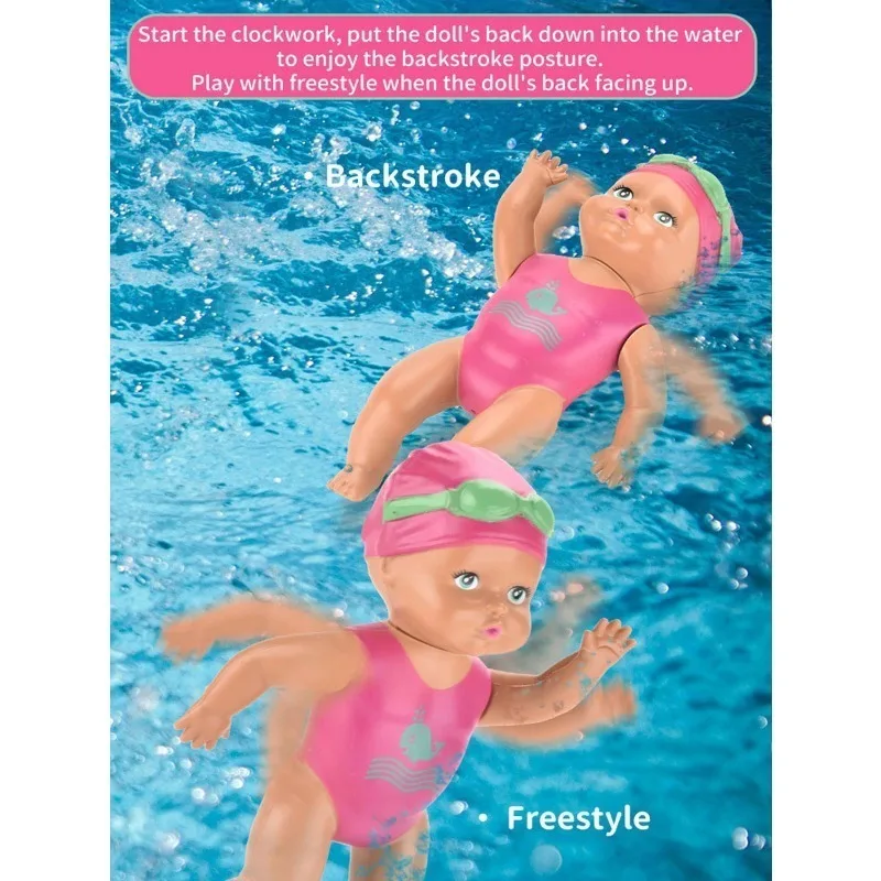 어린이 욕실 욕조 장난감 미니 수영 인형 아기 목욕 장난감 자동 수영 인형 부모-자녀 상호작용 퍼즐