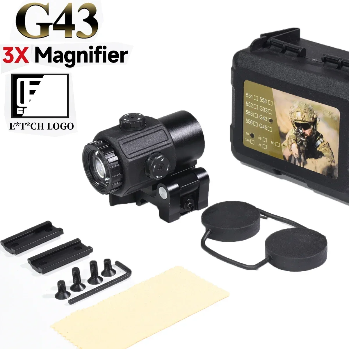 NONE Eot**h 558 G43 Lupe Holographische Anblick Umfang Klapp Seite Flip G45 5X Lupen für 558 556 553 Taktische Reflex Zielfernrohr 8