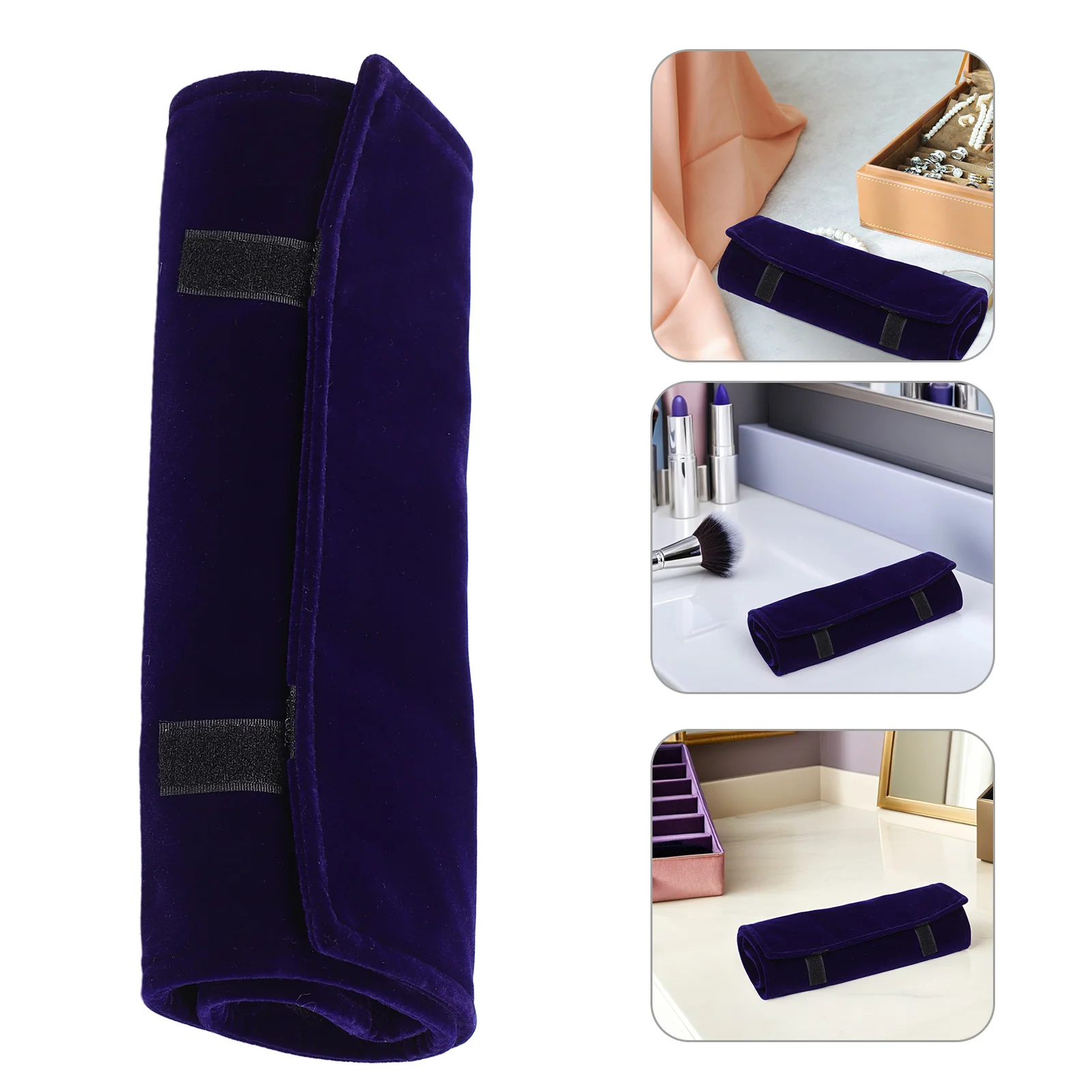 

Blue Travel Jewelry Organizer Roll Bag Soft Storage Pouch for Necklace Bracelet Ring Earrings Watch Bangle Portable Case