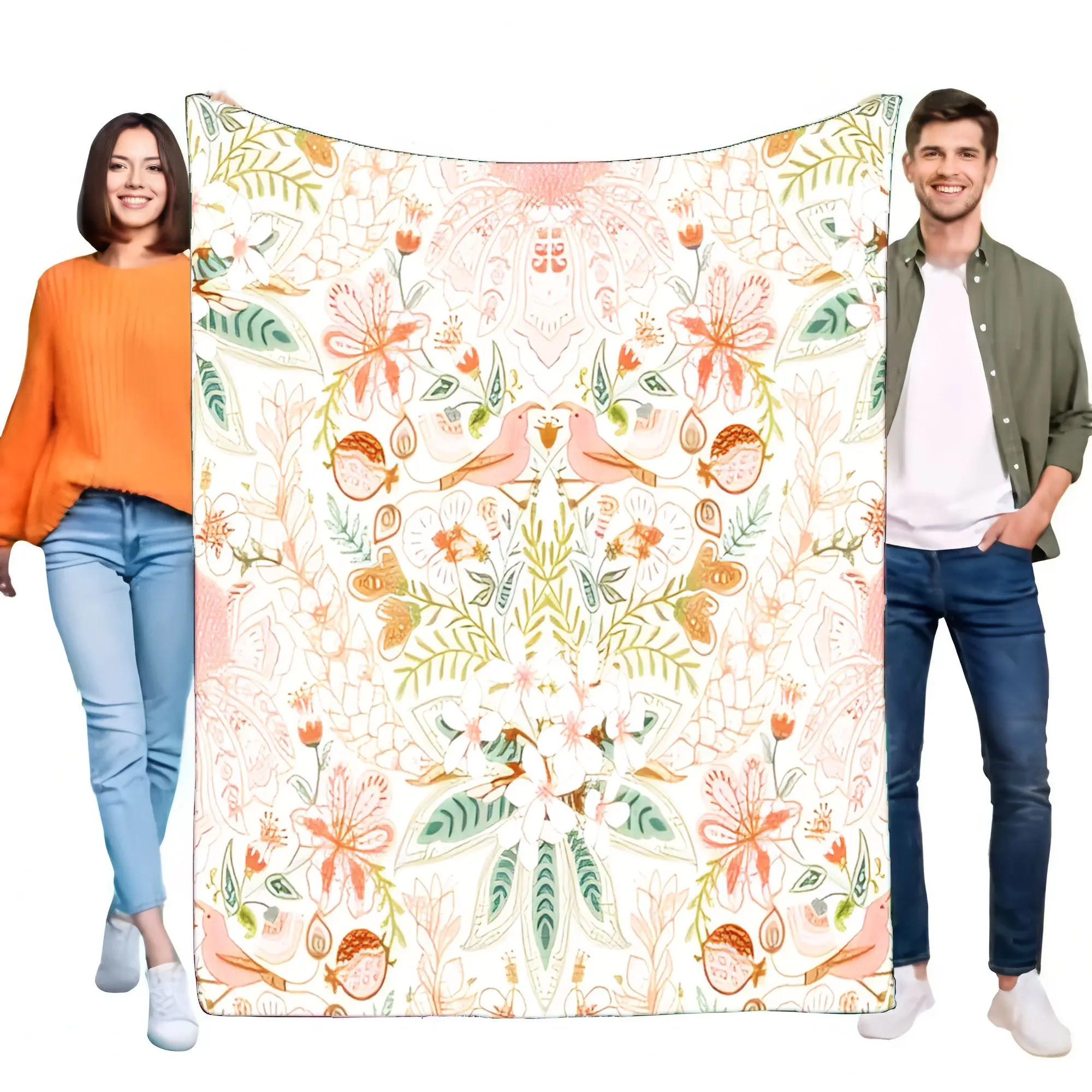 Floral Pattern Blanket Cozy Soft Throw Suitable for Bed Sofa Lightweight Home Decor Perfect Gift for Friends and Family All Seas