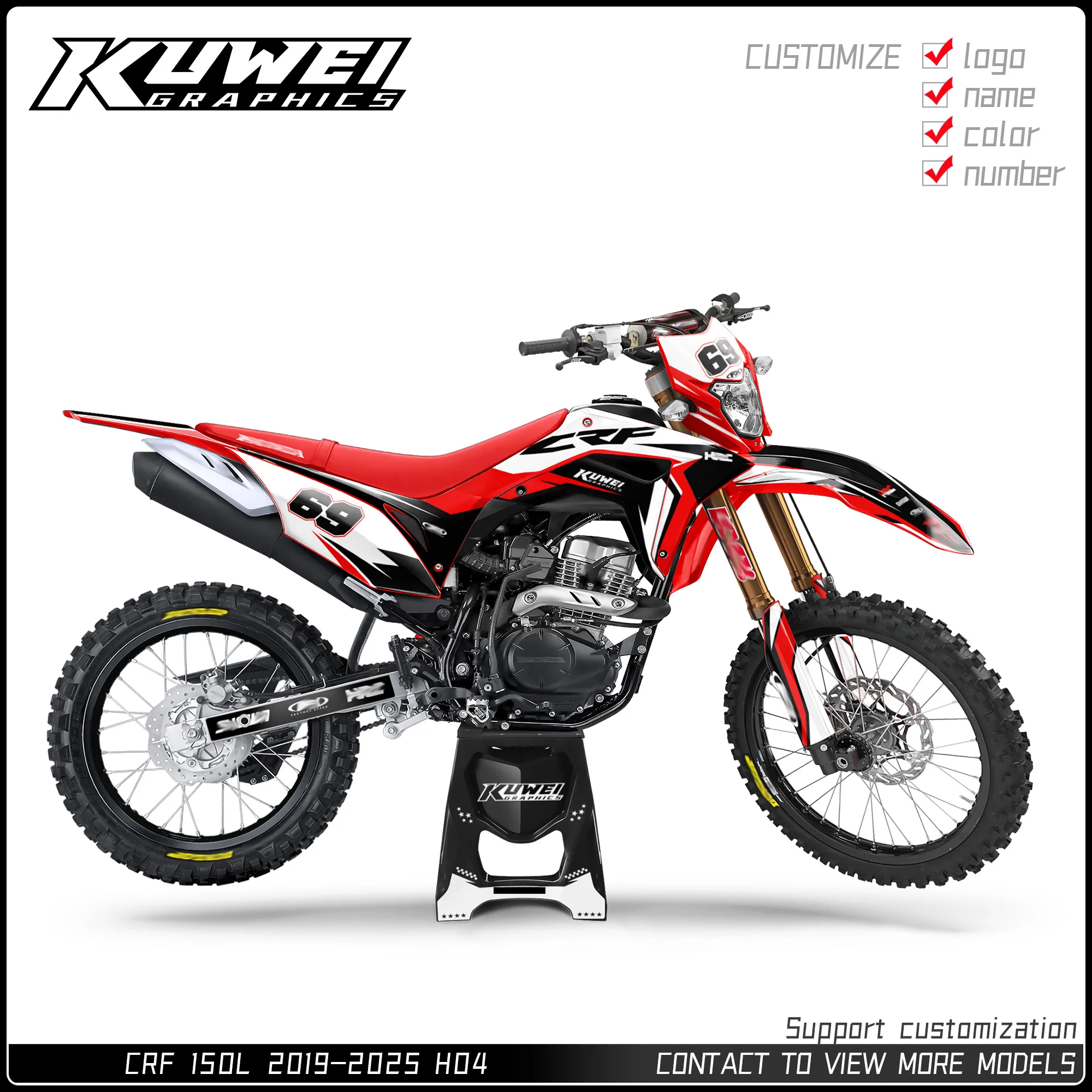 

Подходит для Honda Crf 150L 2019 2020 2021 2022 2023 2024 2025 Комплект графических наклеек Набор наклеек Персонализированная настройка