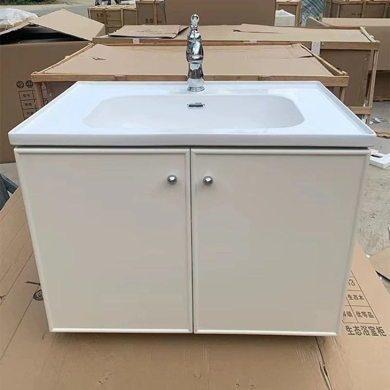 

French solid wood bathroom cabinet, paint ceramic integrated wash basin, wash table, bathroom cabinet European style