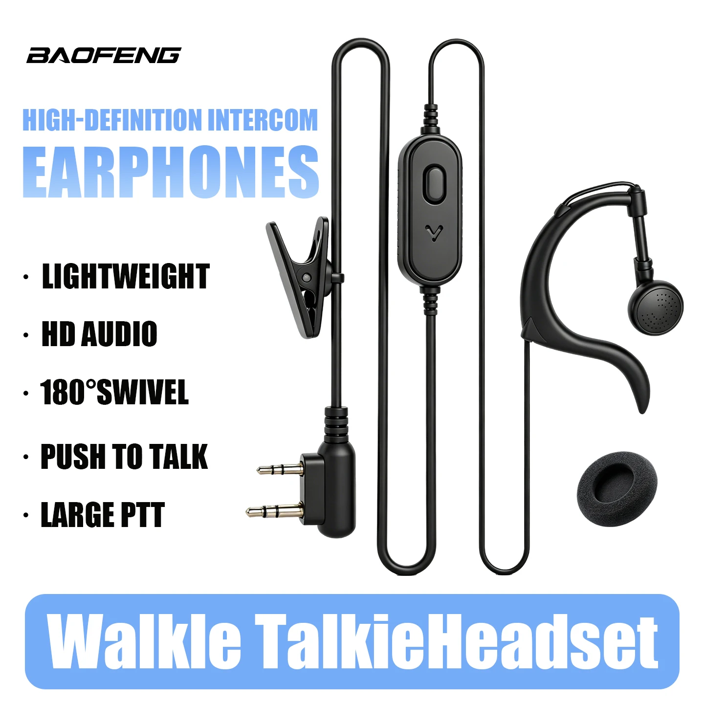 Baofeng PTT Mic Headphone Walkie Talkie Earpiece Headset for UV-5R BF-888S UV 13 17 21 Pro 5RH CB Two Way Radio