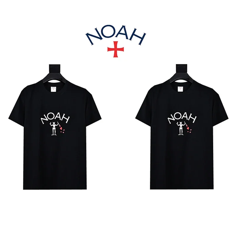 NOAH-T-shirt en coton surdimensionné à col rond pour hommes et femmes, impression de crâne tatoué blanc, logo de lettre de volatilité, manches courtes noires 1:1, arrivée