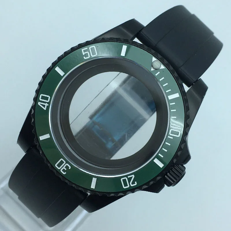 

40mm nh35 case stainless steel Diver watch case strap Rubber strap sliding buckle SAPPHIRE For Seiko nh35 nh36 nh38 Miyota 8215