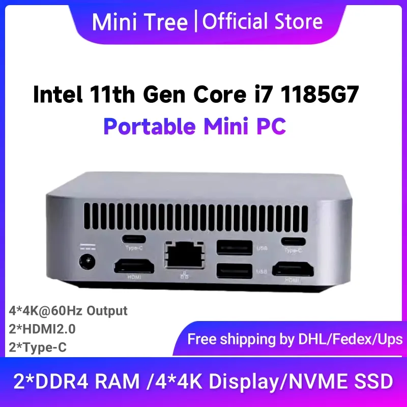 11Th NUC كمبيوتر صغير 1185G7 16GB DDR4 512GB NVME Windows10 جيب كمبيوتر صغير ثلاثي 4K عرض المنزل مكتب الأعمال كمبيوتر صغير Wifi6