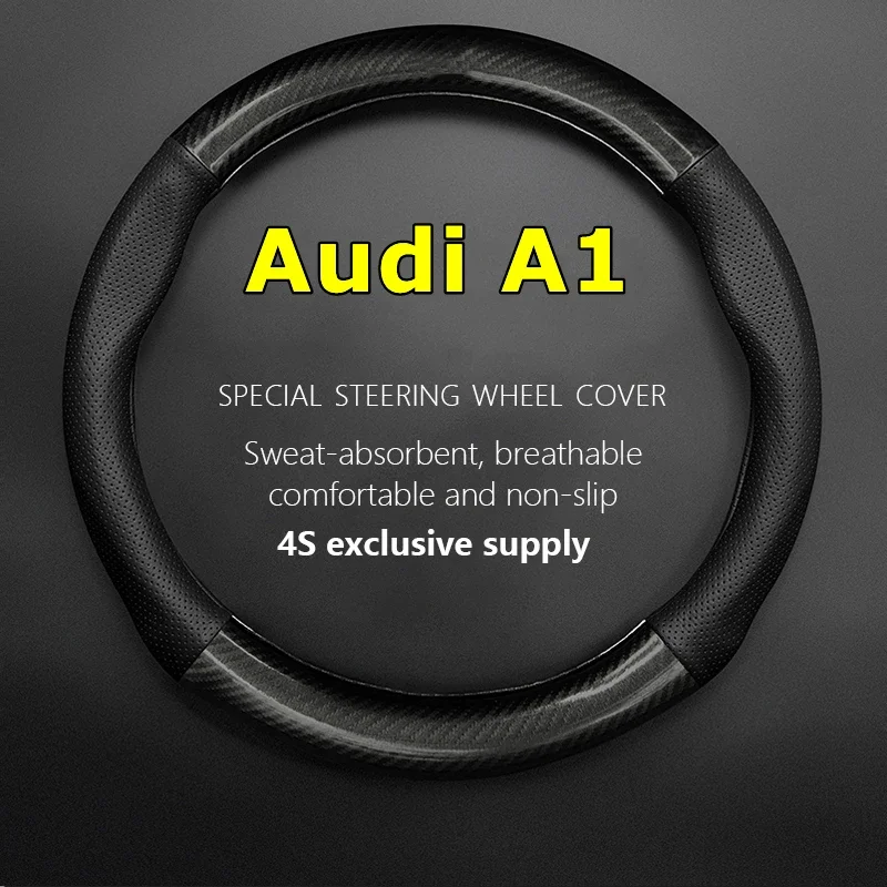 No Smell Thin For Audi A1 Steering Wheel Cover Genuine Leather Carbon Fiber 30 TFSI Sportback S Line Design 2016 2018