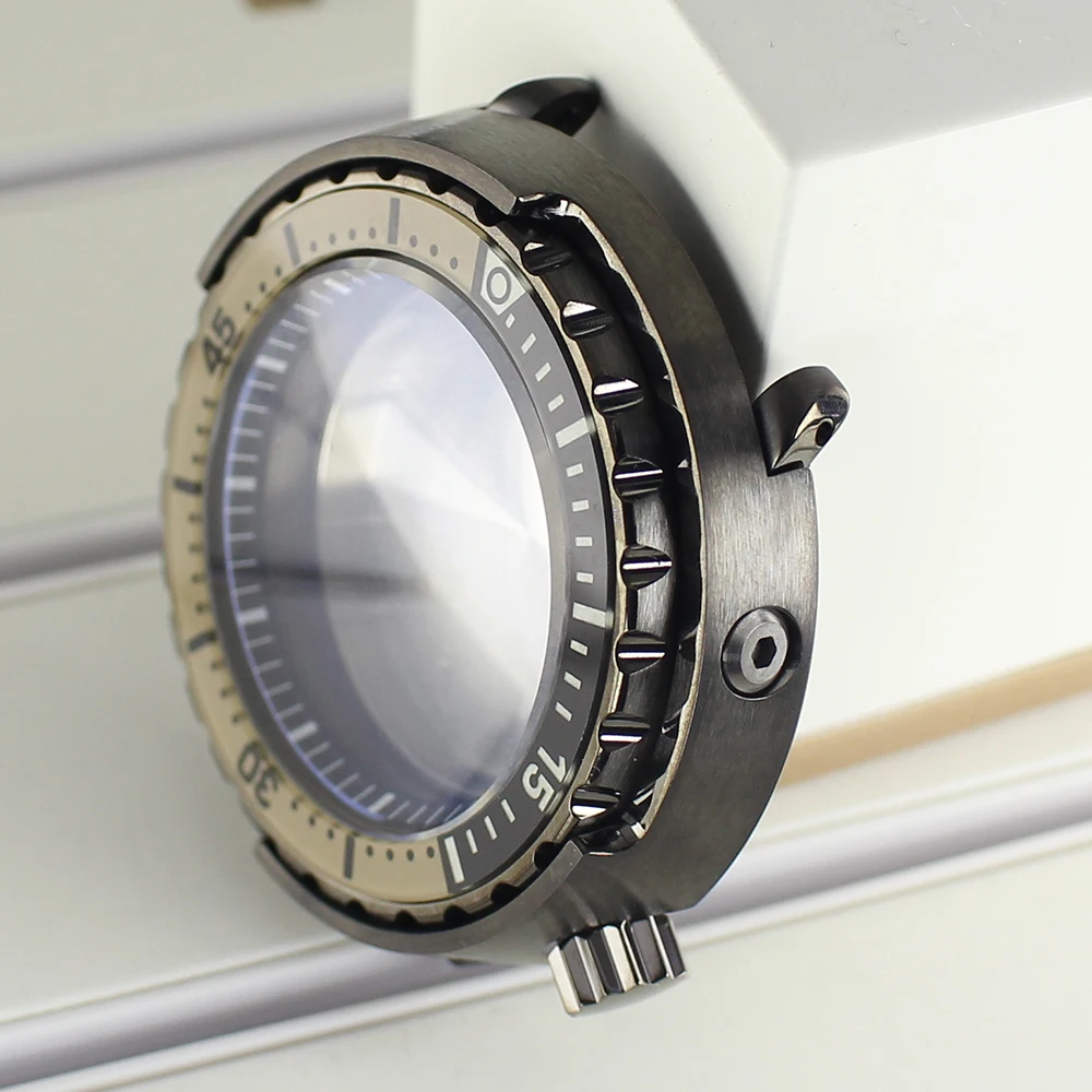 Gun 20ATM 47mm Leuchtendes Tuna-Gehäuse mit Saphirglas für Taucheruhren, passend für Seiko NH35 NH36 NH38 NH34 4R36 Automatikwerk, Uhrenmodifikation – Detail 4