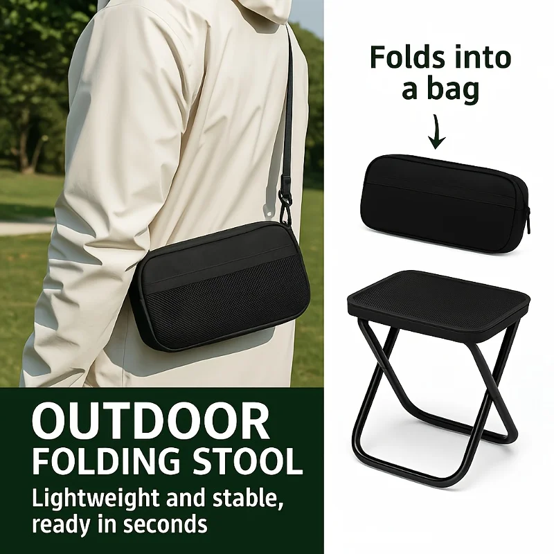 Foldable Backpack Stool Portable Folding Stool With Carry Bag Lightweight Mini Easy Carry Outdoor Chair For Travel For Travel