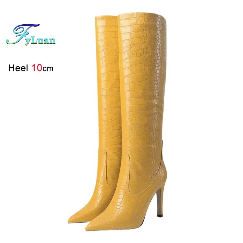 

Autumn Winter New Women's Knee Length Boots Fashion Lady Shoes Sexy Stiletto Long Boots Pointed Toe Genuine Leather Tall Boots