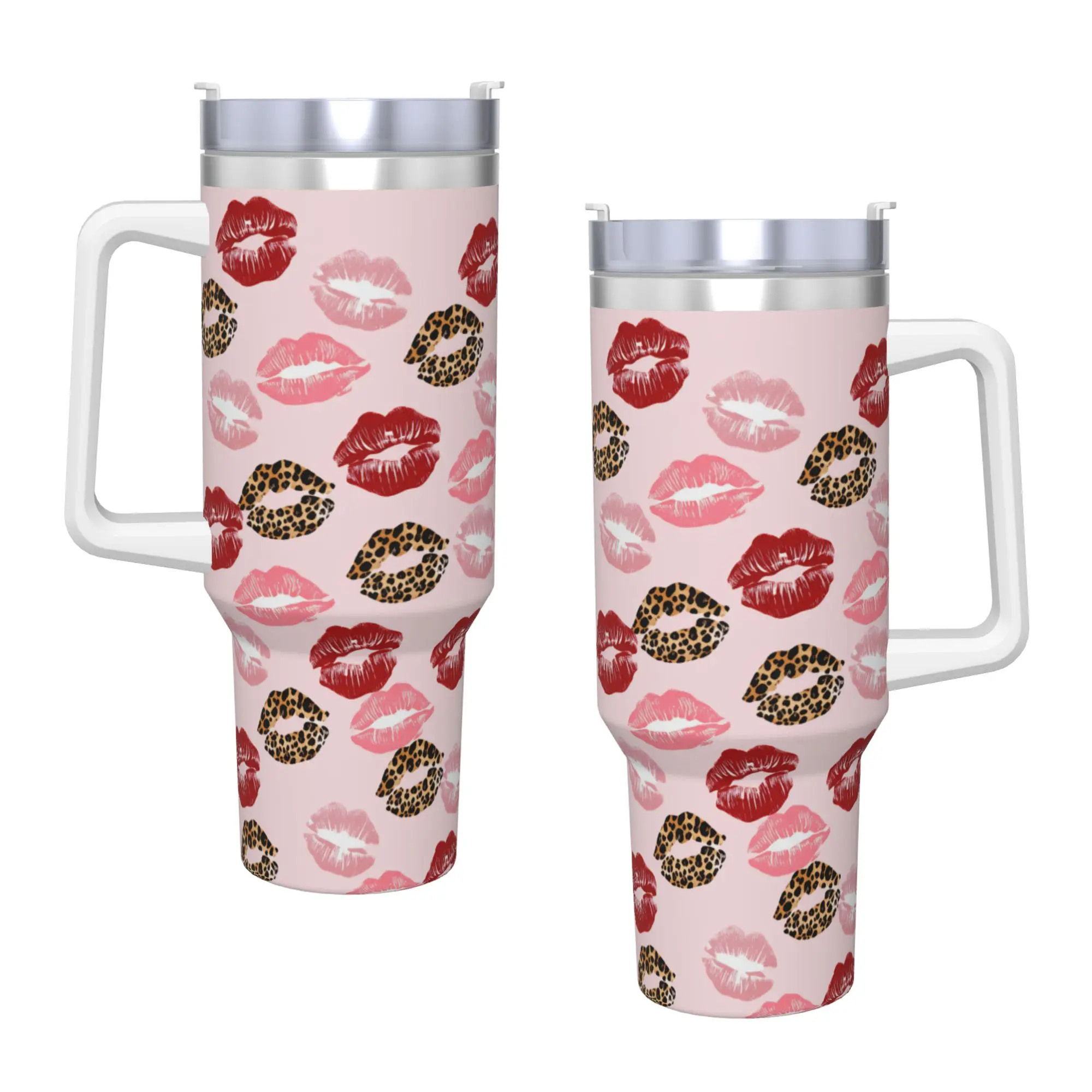 Stainless Steel Tumbler Leopard & Card Print Coffee Mug  Keep Heat Cold and Hot Mugs Cup Driving Custom Water Bottle