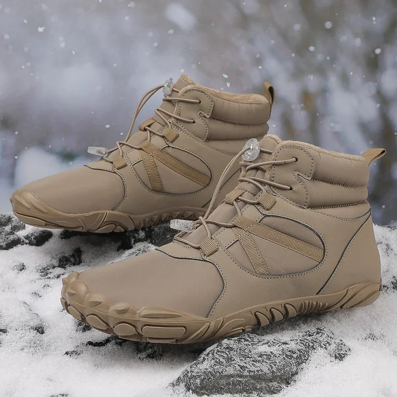 

New Winter Booties Men Snow BareFoot Casual Shoes Outdoor Waterproof Work Shoes Warm Fur Men Ankle Shoes Snow Boots Plus Size 49