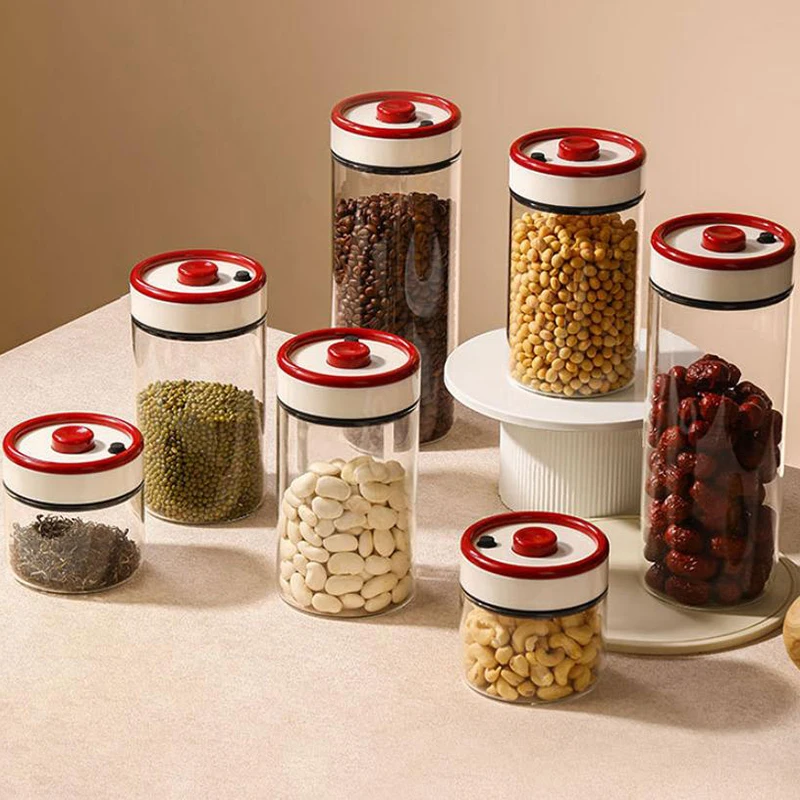 

Coffee Beans Vacuum Sealed Storage Jars Transparent Glass Airtight Container for Food Household Moisture Proof Air Extraction