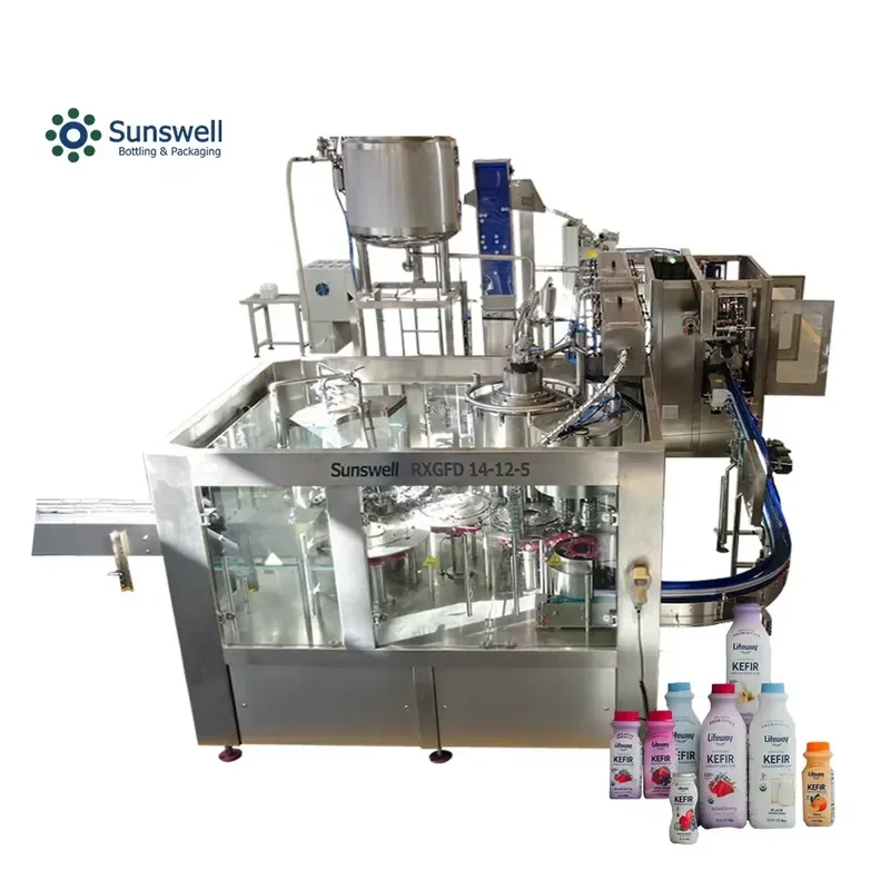 Hot 2026 Full Automatic 3 in 1 Stainless Steel Kefir Milk Bottle Filling Machine