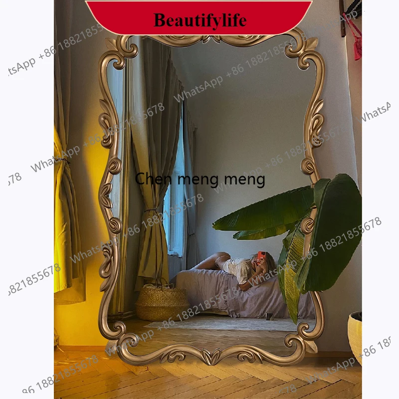 

G153 French retro old body against the wall floor mirror fitting mirror wall hanging full-length mirror