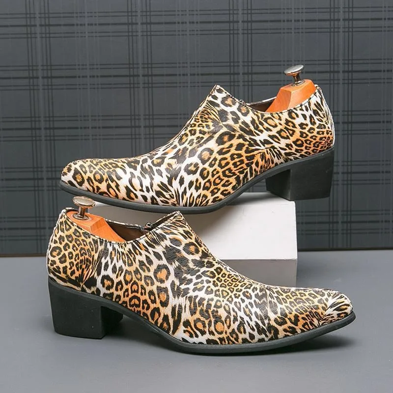 38-46 Leopard Man Dress Shoes Heels Loafers Shoes for Man Formal Suit Party Groom Luxury Designer Brand Wedding Shoes for Man