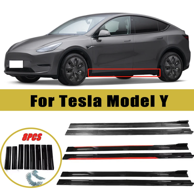 

Universal 2m/2.2m Car Side Skirt Extension SplitterBumper Racing Side Wing Bumper Lip Side Spoiler For Tesla Model Y Accessories