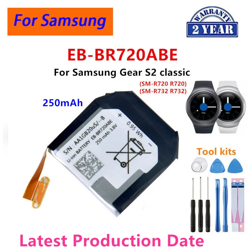 

Brand New EB-BR720ABE 250mAh New Battery For Samsung Gear S2 classic SM-R720 R720 R732 Smart Watch Batteries+Tools