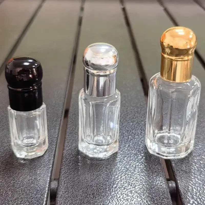 50PCS 3ml 6ml 12ml  Arabian Oud Oil Attar Glass Perfume Tester Octagonal Bottles With Glass Dropper Sticker Rod
