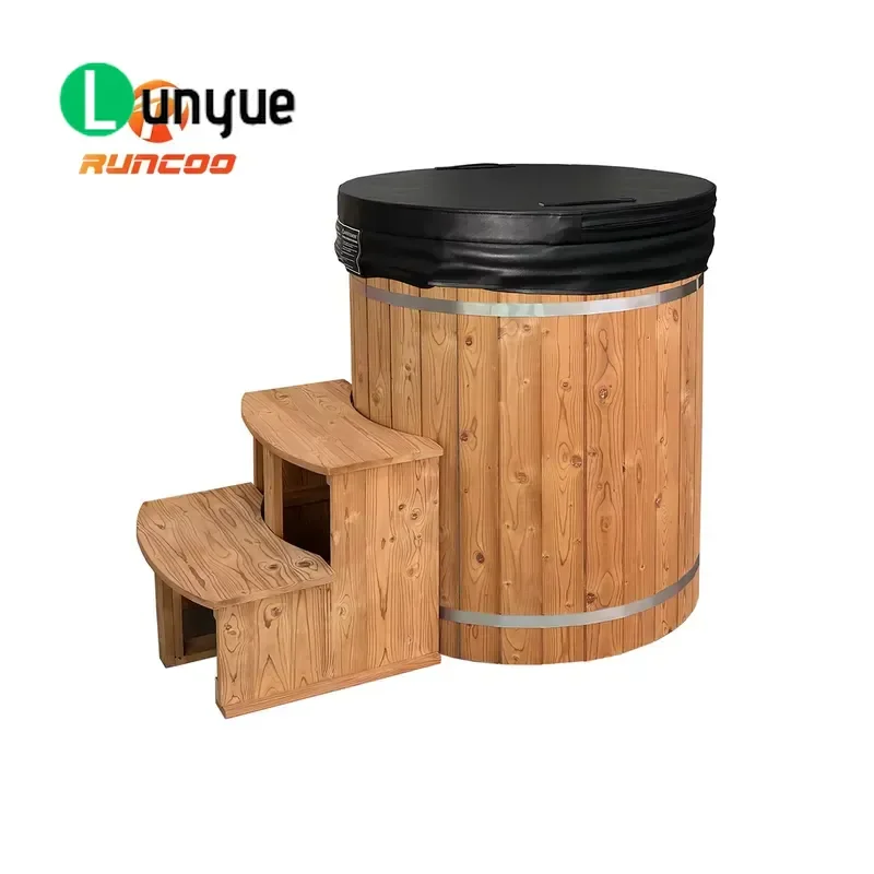 Wooden Outdoor Ice Bath Tub Double Wall Stainless Steel Cold Plunge Pool for Sports Recovery Muscle Relief Durable Large Size
