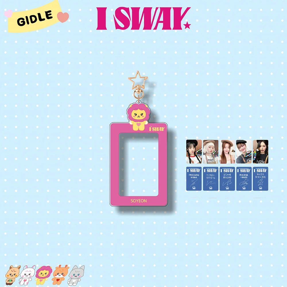 2Pcs/Set KPOP (G)I-DLE I SWAY Album Acrylic Card Holder Keyring Photocards Shuhua Miyeon YUQI Cute Photo Frame Pendant Bag Decor