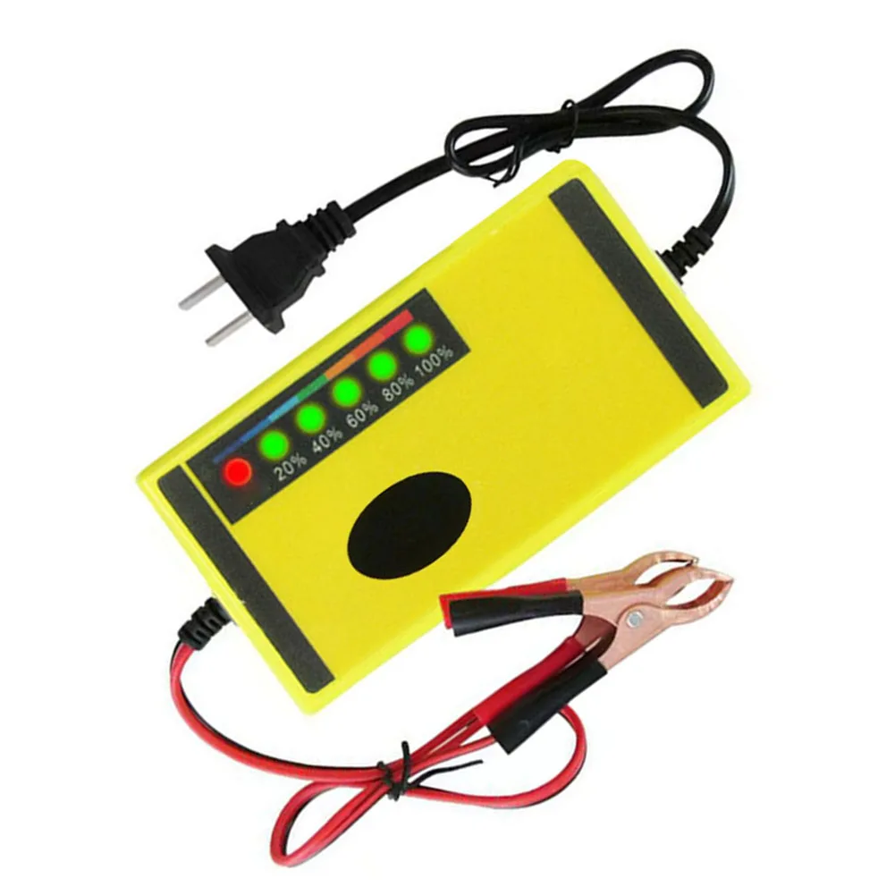 Nabíječka autobaterií DC 12V / 2A Rychlonabíjecí nabíječka autobaterií pro motocykly Nabíječka kyselých baterií ABS žlutá - náhled 6