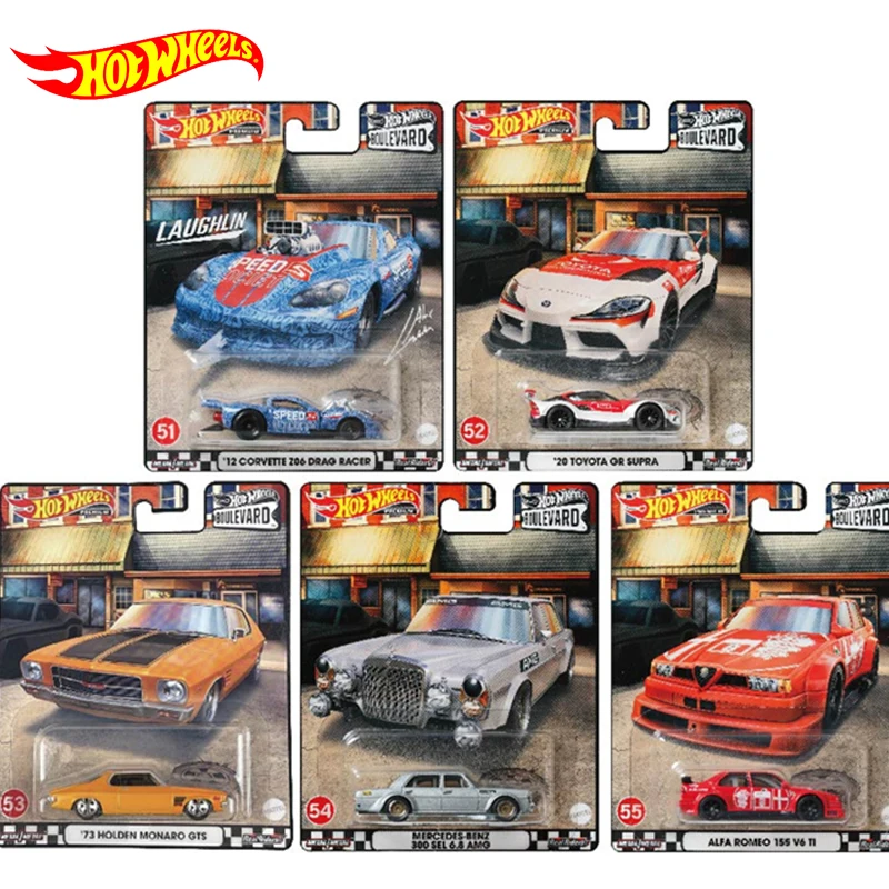 Original 2022 Hot Wheels Premium Boulevard Lancia Romeo modelli di auto AE86 Iron Bottom gomma pneumatici giocattoli per bambini regali pressofusi