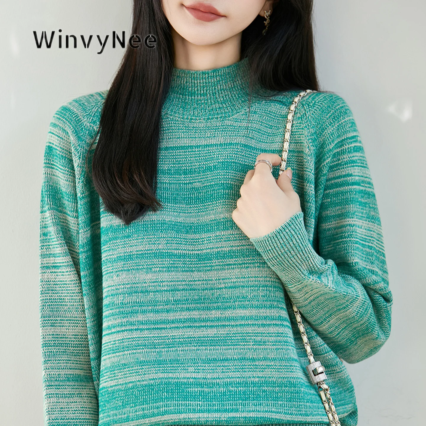 WinvyNee Women Mock Neck Raglan Sleeve Top 100% Cotton Baggy Pullover Skin‑Friendly Trendy Layering Outfit Casual Wear ZA1092019