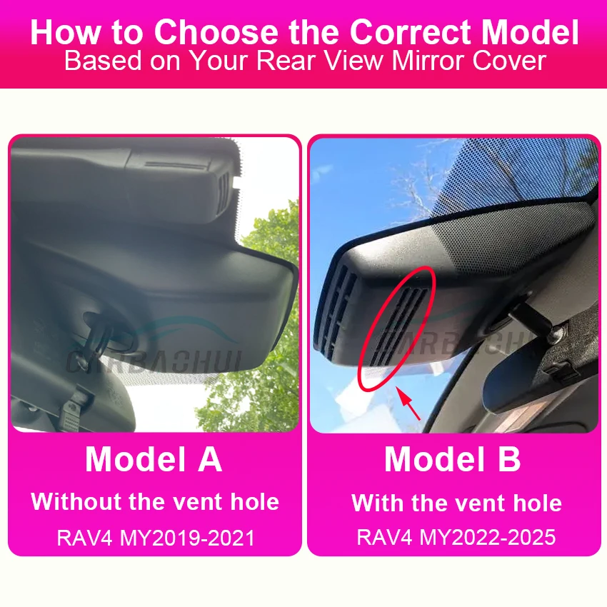 Plug and Play WIfi Car DVR For Toyota RAV4 XA40 XA50 2019 2020 2021 2022 2023 2024 2025, Dual Lens With & APP Control 4K Dashcam