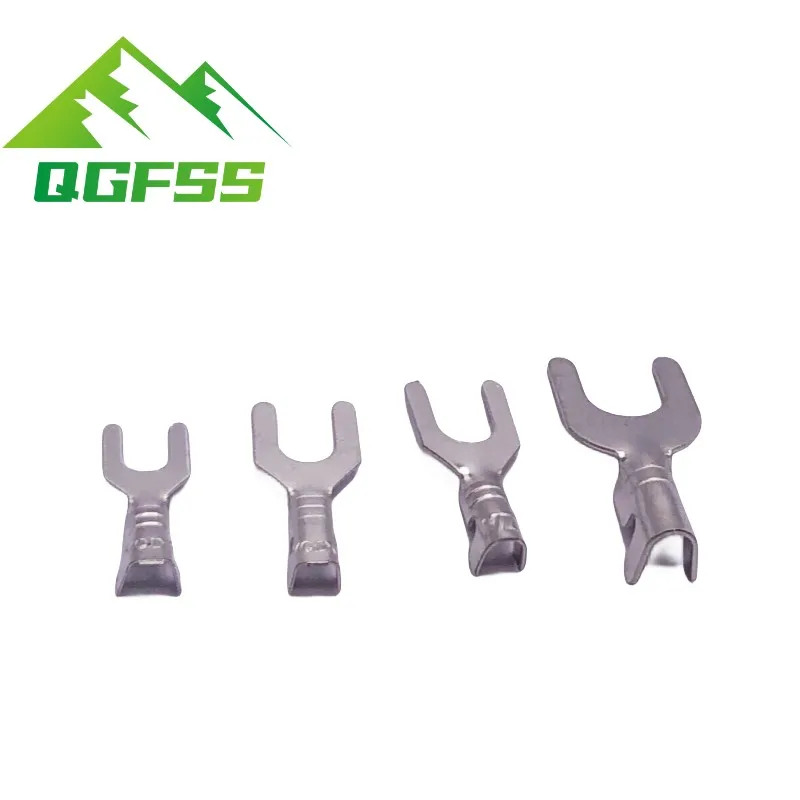 100pcs 4.2mm Fork Terminal Block Fork-shaped Bare cold-pressed Terminal U-shaped Y-shaped Lug Grounding Lug 3.2 4.2 5.2 6.2 8.2