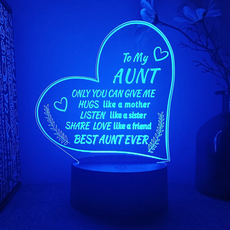 Personalized Gift For Aunt Led Lamp For Bedroom Best Aunt Ever Bedside Rechargeable Creative Night Lights Birthday Gift