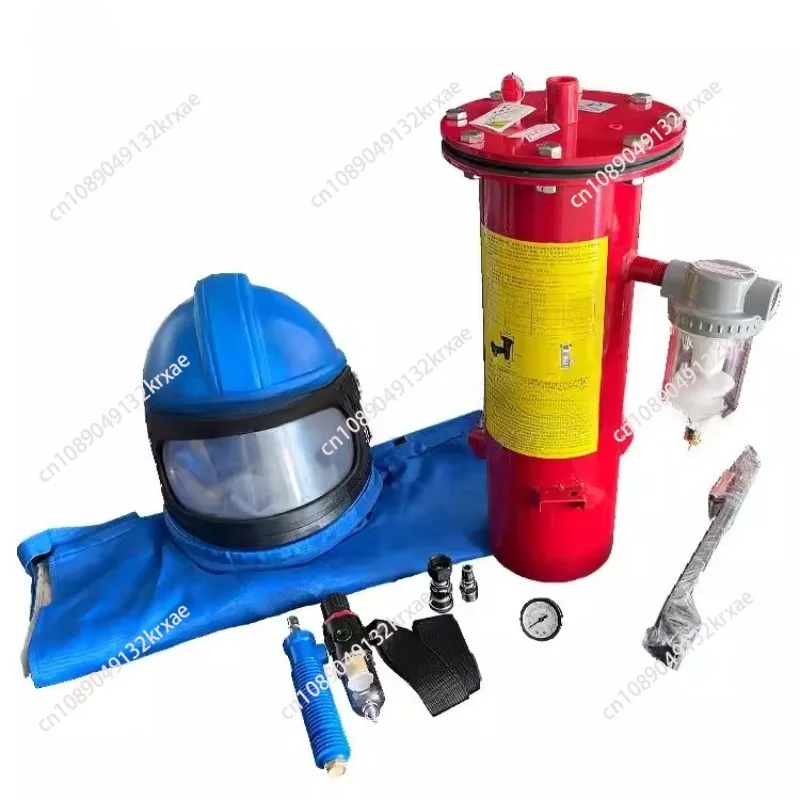 Sandblasting cape helmet with Respiratory control and filtration system